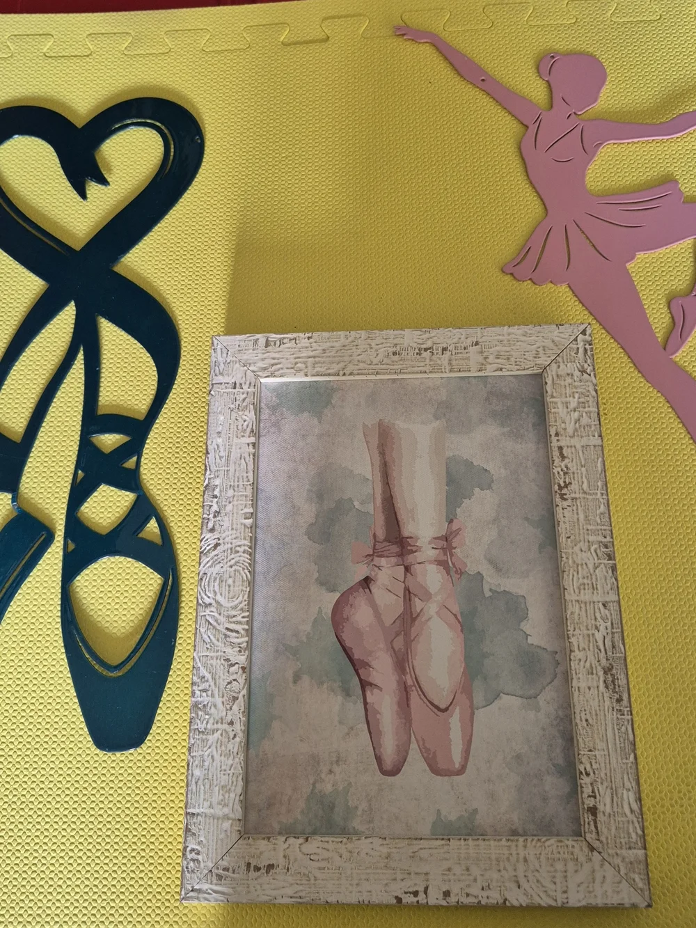 Source Unknown Framed Ballet Pointe Print - Pink, Teal